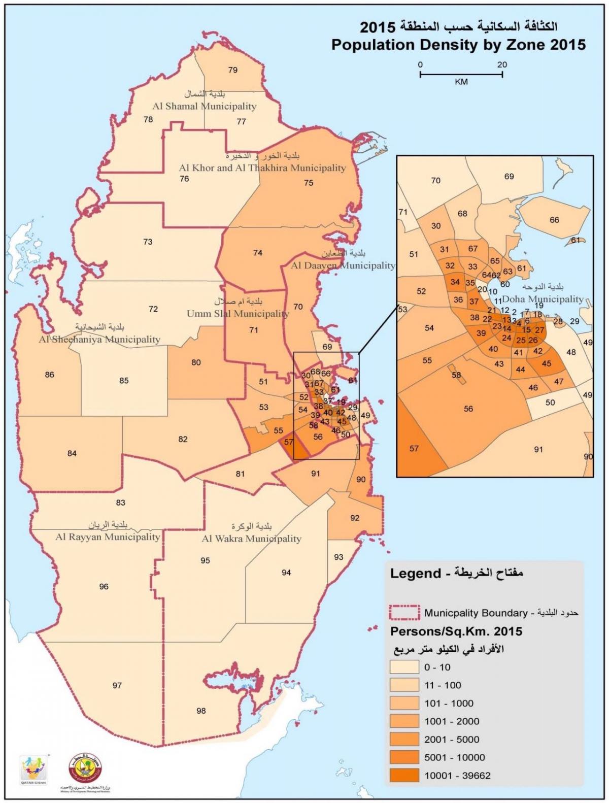 Mapa de densidad de Qatar