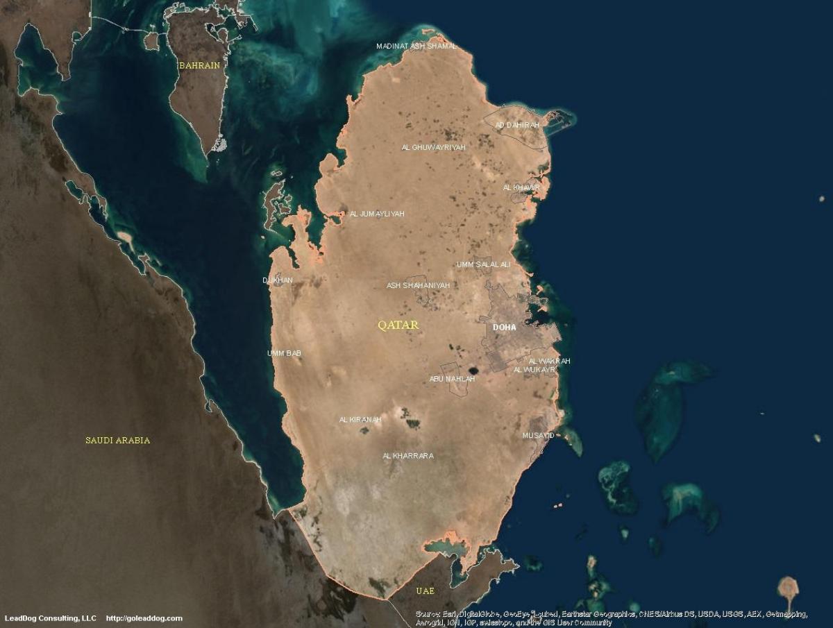 Mapa de la vista del cielo de Qatar